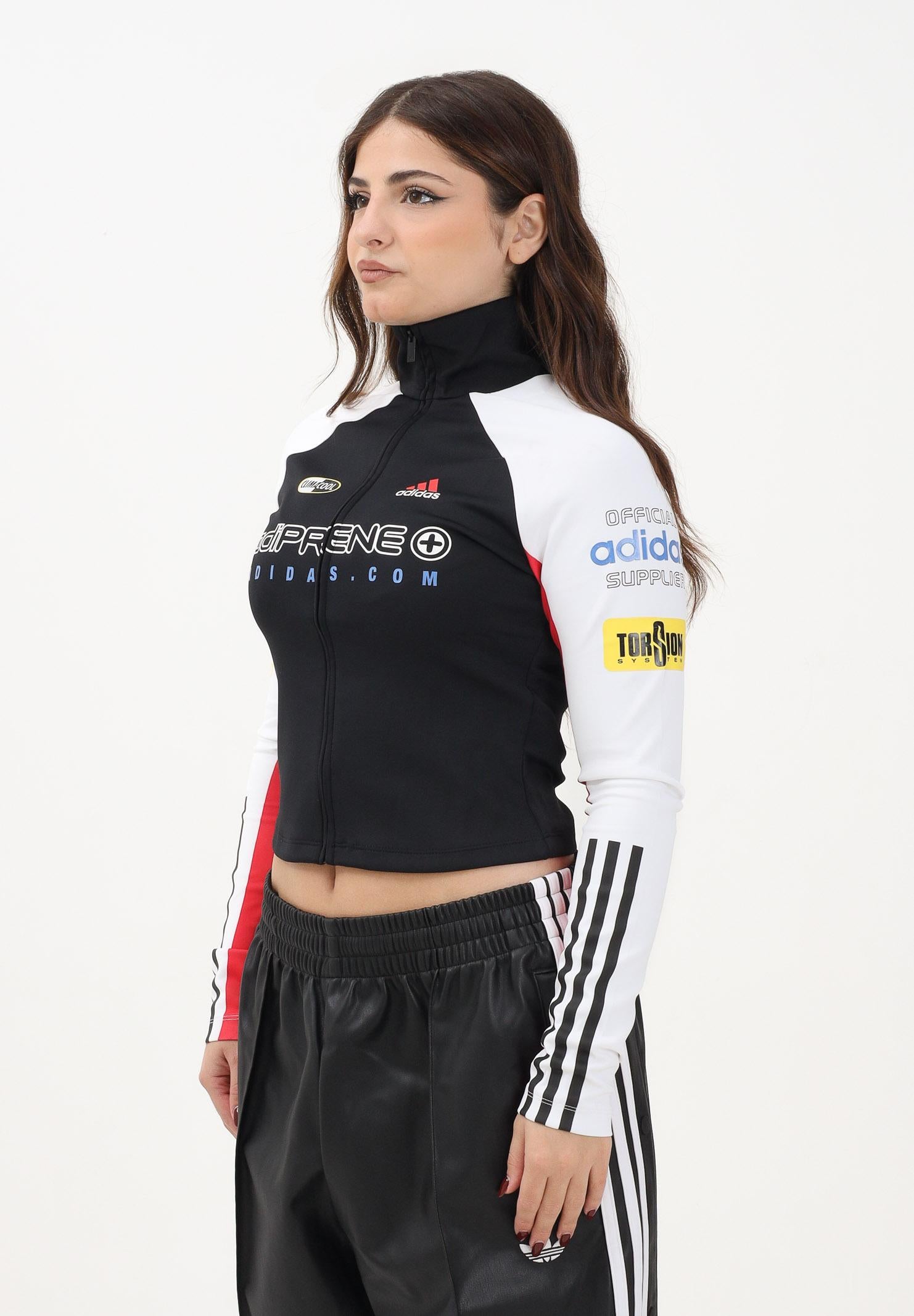 ADIDAS ORIGINALS Felpa con zip TEAMGEIST SLIM nera da donna KH1987 . ADIDAS ORIGINALS 