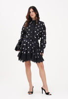 SPORTMAX Abito corto SPXBOSSO nero da donna in tessuto fluido a pois 2612221022600 003 SPORTMAX 