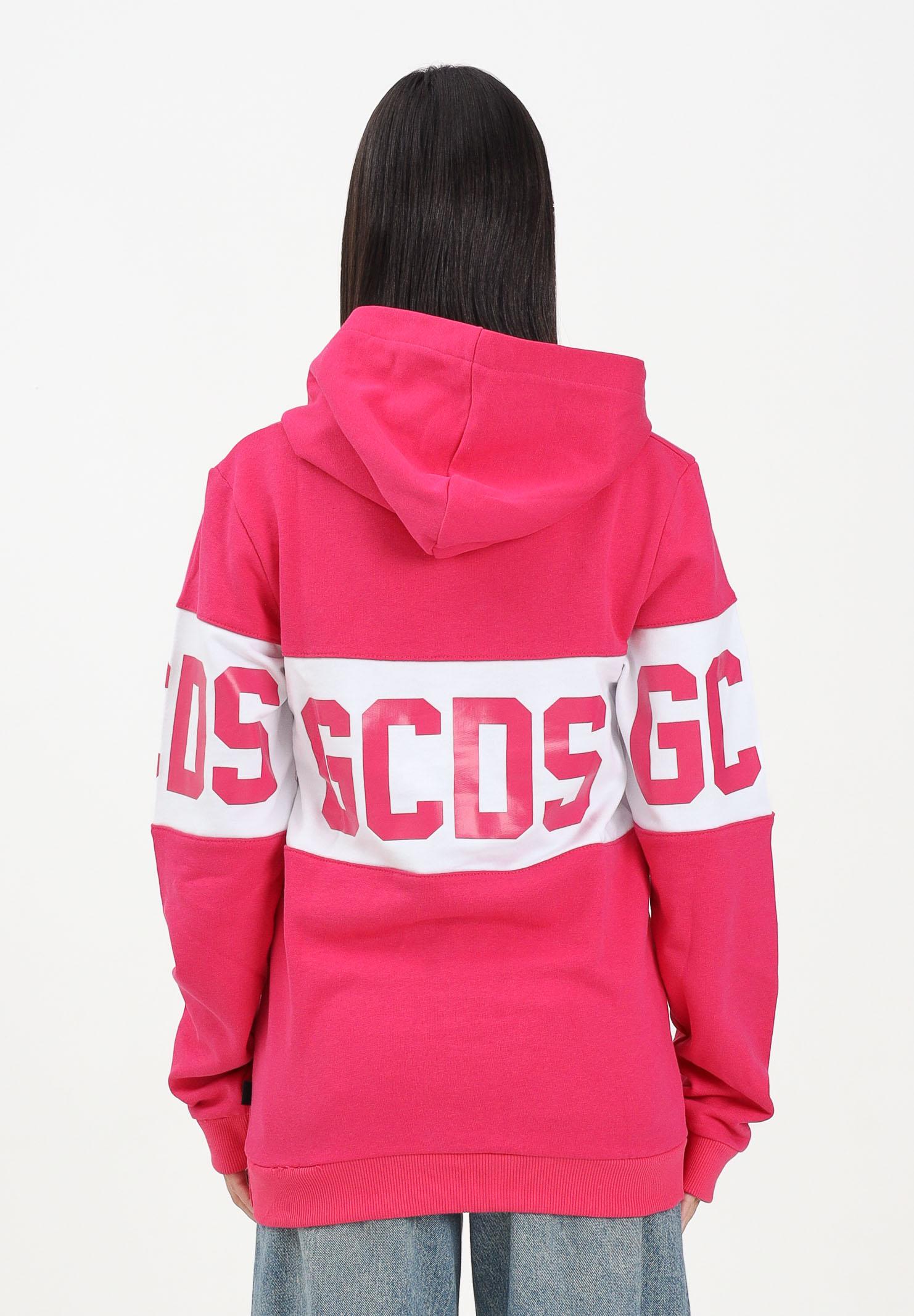 GCDS Felpa con cappuccio fucsia per donna, ragazze e bambine rifinita da stampa logo B2JU1926BA2 59 GCDS 