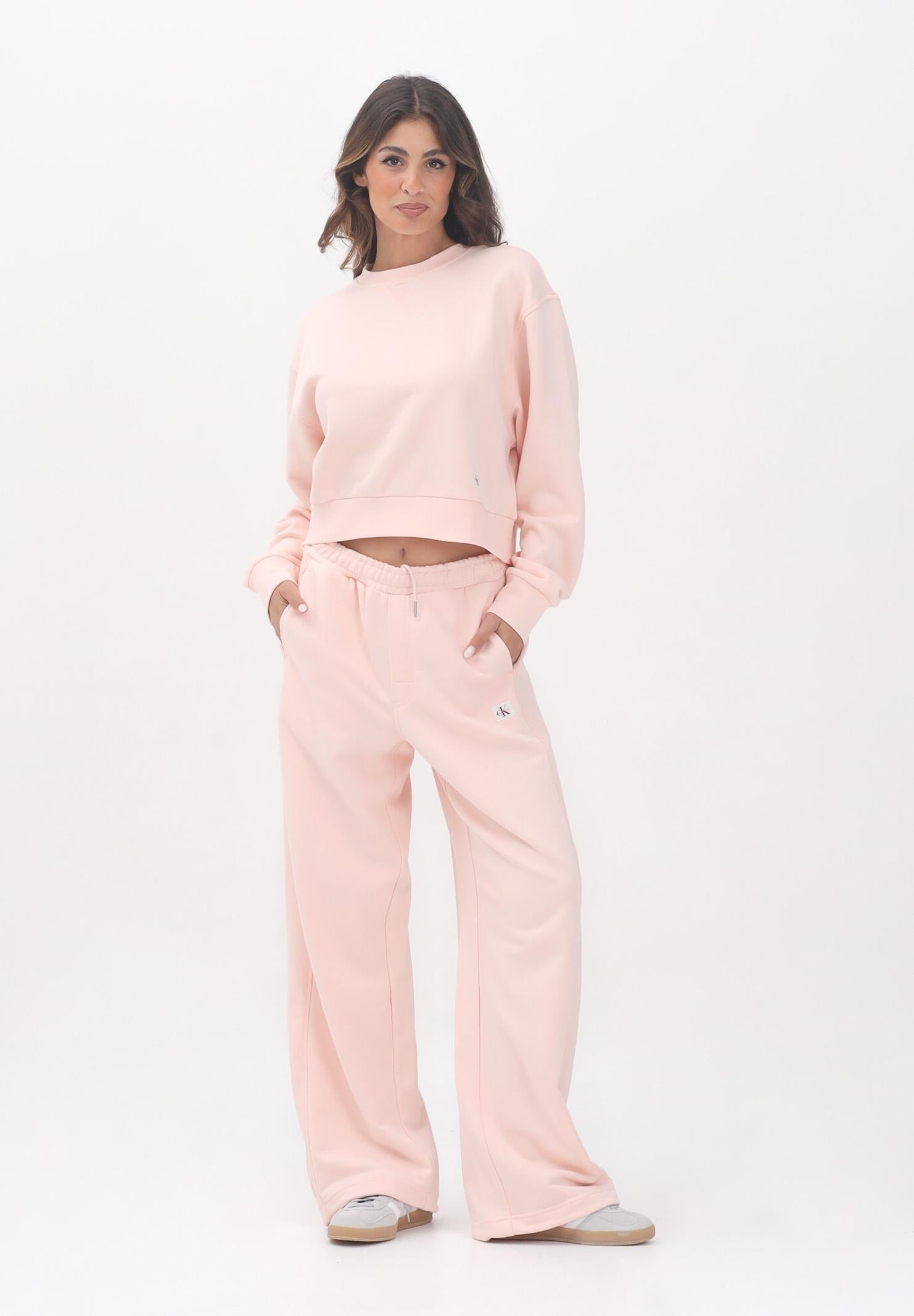 CALVIN KLEIN JEANS Pantalone sportivo rosa da donna con patch logo LV047C249GVI7  CALVIN KLEIN JEANS 