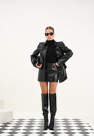 PATRIZIA PEPE Gonna corta nera da donna con bottoni 8G0488E070 K103 PATRIZIA PEPE 