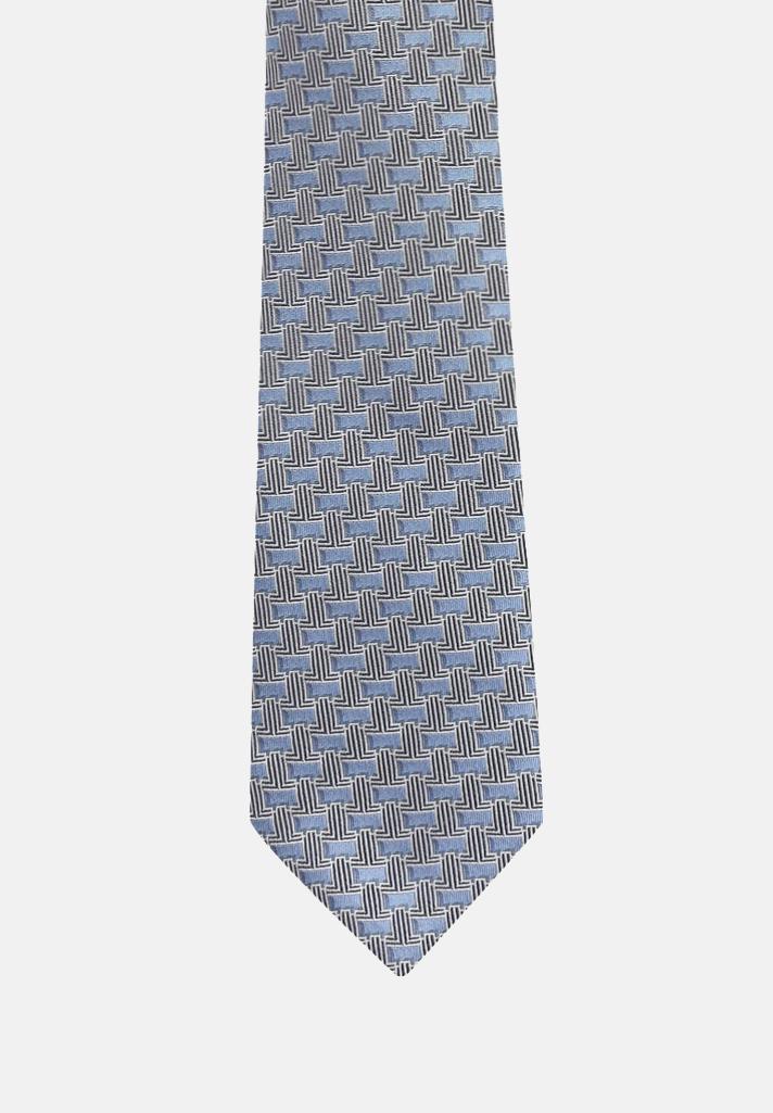 LANVIN Cravatta azzurra da uomo in seta con micro monogramma L 2156/2C . LANVIN 