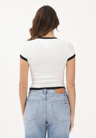 TOMMY JEANS T-shirt a manica corta bianca da donna con logo e finiture a contrasto DW0DW22575 YBL TOMMY JEANS 