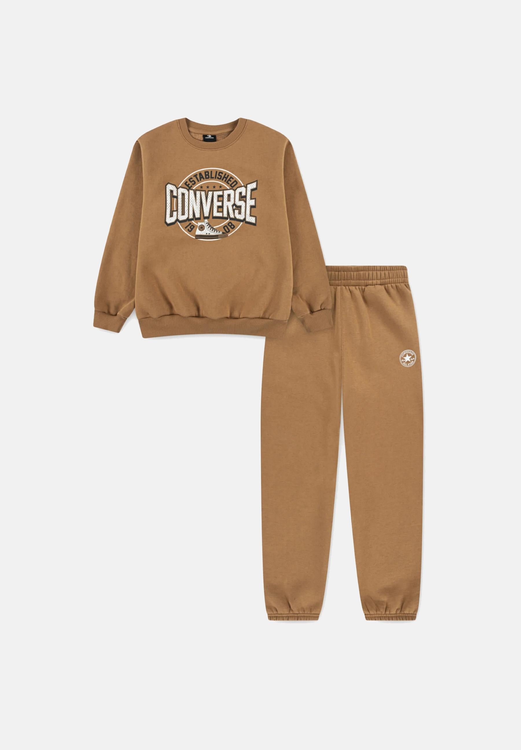CONVERSE Tuta HERITAGE beige per bambino e bambina con stampa logo 9CH868 J7D CONVERSE 