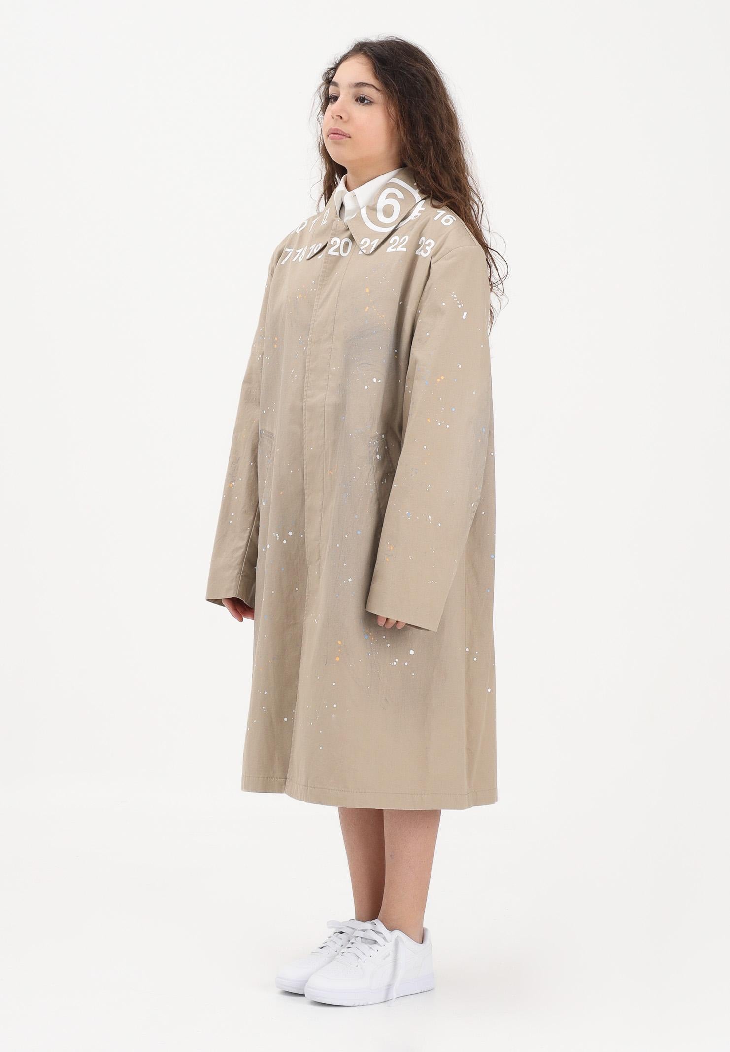MAISON MARGIELA Trench beige per donna, ragazzi e bambini con logo stampato M60928MM07B M6709 MAISON MARGIELA 
