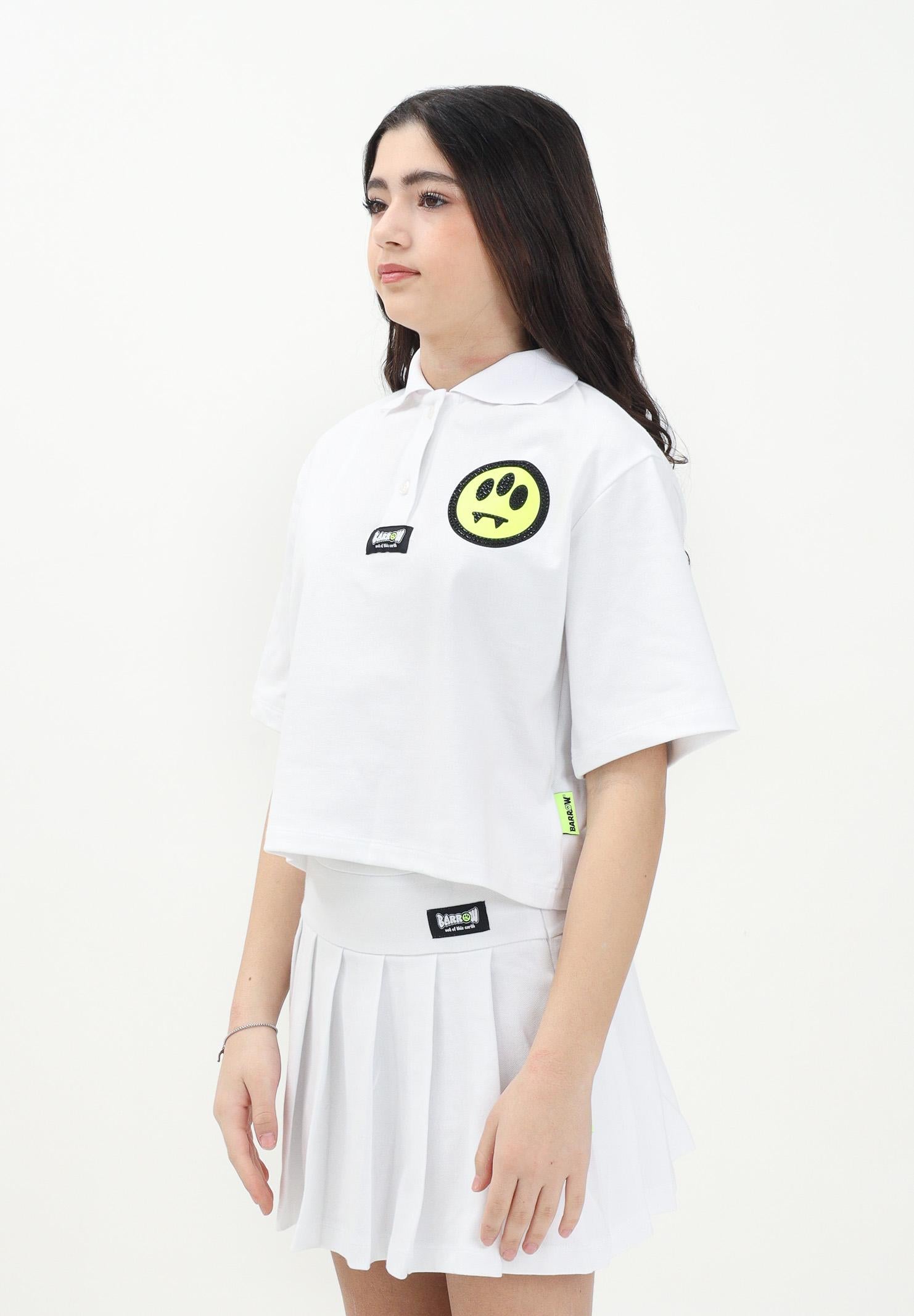 BARROW Polo a manica corta bianca per donna e bambina con smile S5BKJGPO144 002 BARROW 