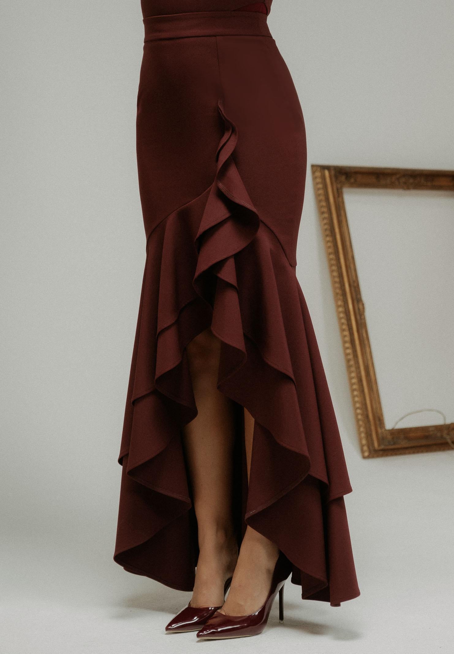 SANTAS Gonna lunga ÉLAN bordeaux da donna PV2606 PR SANTAS 