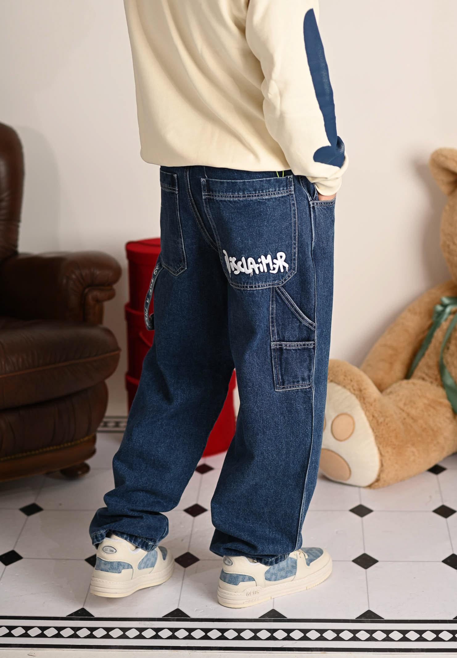 DISCLAIMER Jeans in denim blu da uomo con logo sul retro 25IDS55146 BL DISCLAIMER 