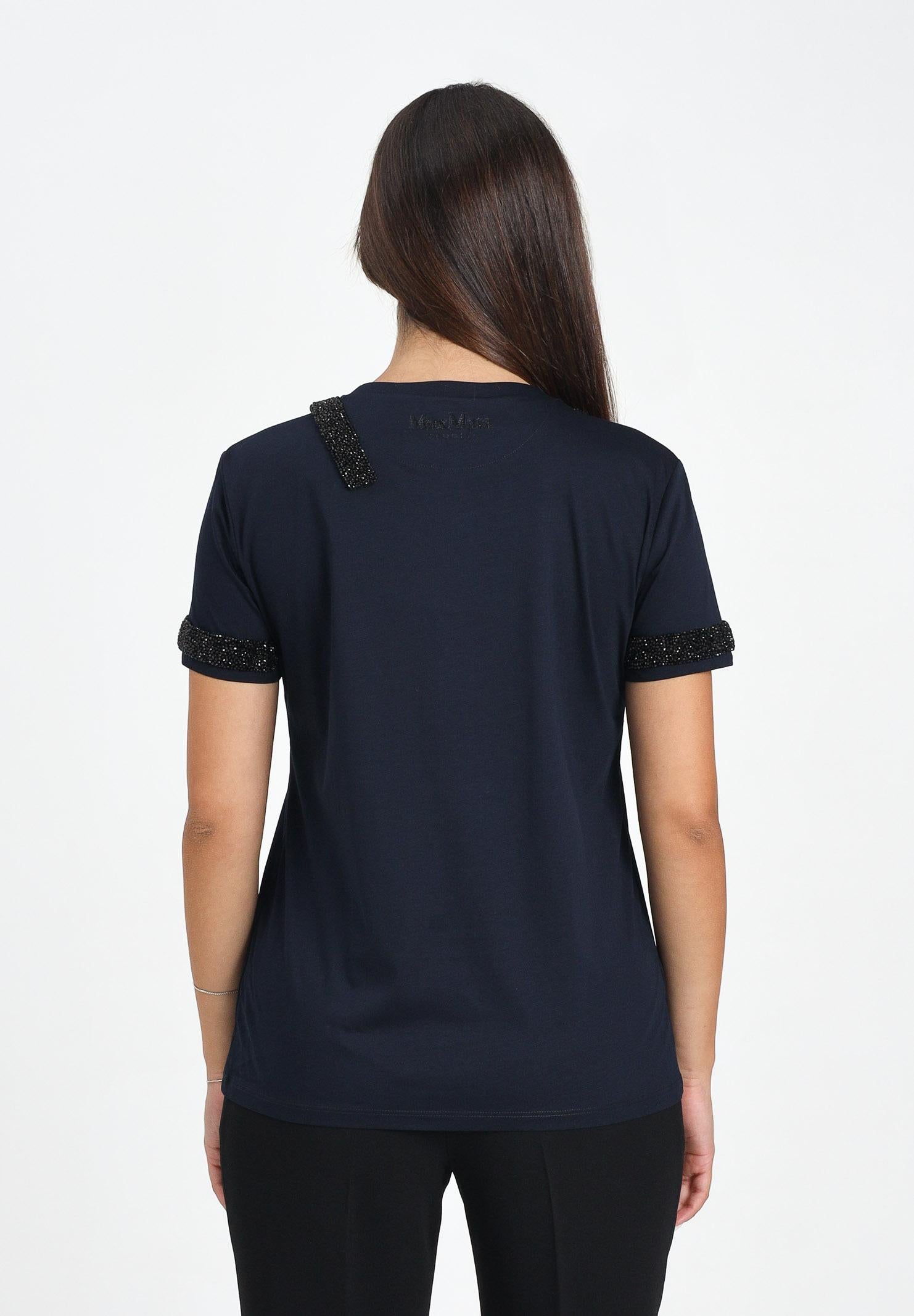 MAX MARA T-shirt a manica corta blu da donna con dettaglio gioiello 2526976013600 010 MAX MARA 
