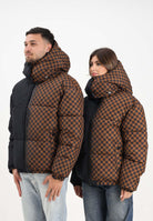 SPRAYGROUND Piumino GREY CHECK DOWN nero e marrone per uomo e donna SP902BLK  SPRAYGROUND 