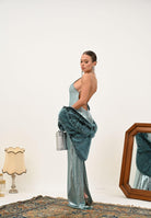 PATRIZIA PEPE Abito lungo verde acqua da donna con paillettes 8A1567J326 G615 PATRIZIA PEPE 