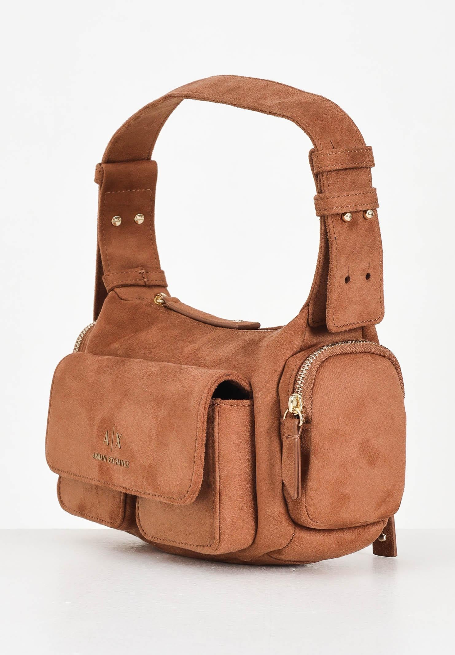 ARMANI EXCHANGE Borsa a spalla in suede cuoio da donna XW000405AF17158 U6048 ARMANI EXCHANGE 