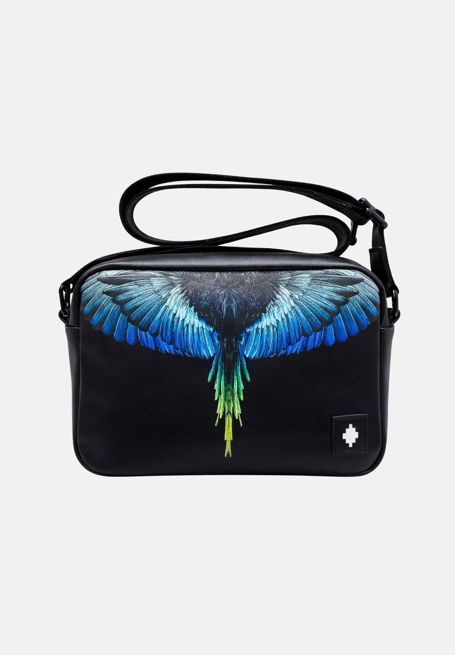 MARCELO BURLON COUNTY OF MILAN Borsa a tracolla nera per uomo e donna con stampa ali COMAS2603530895 . MARCELO BURLON COUNTY OF MILAN 