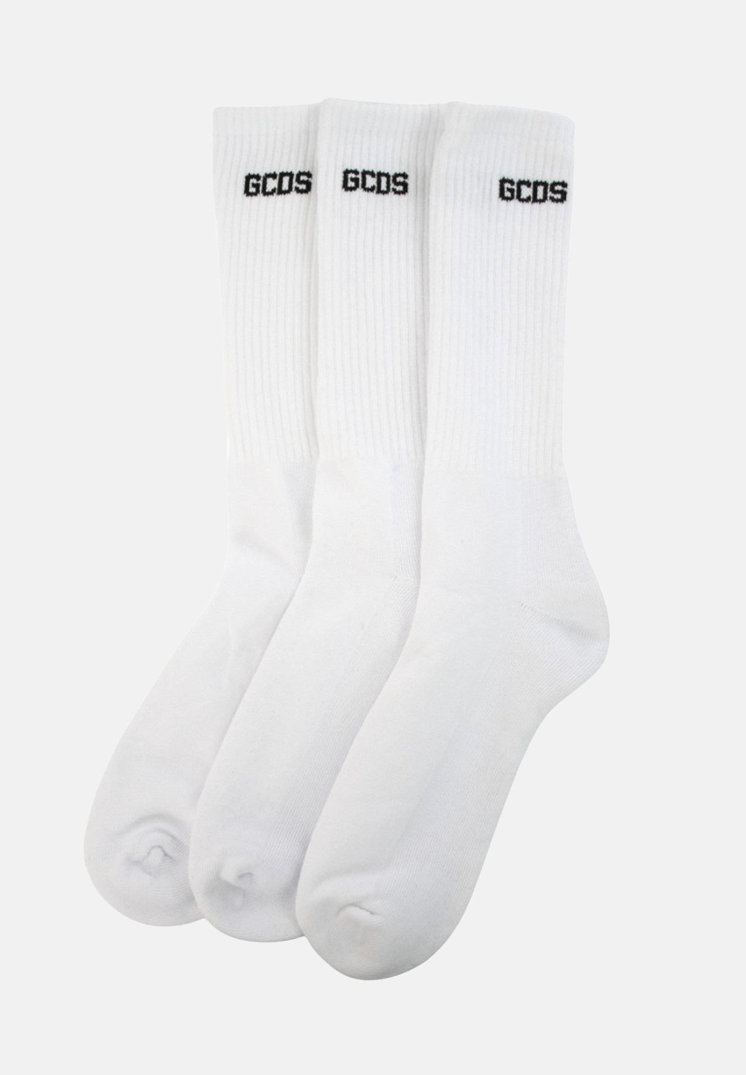 GCDS Calzini (3 paia) bianchi da uomo con ricamo logo A2EU3801UW2 10 GCDS 