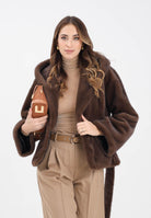 YES LONDON Ecopelliccia marrone da donna ECO030 MO YES LONDON 