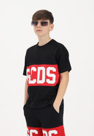 GCDS T-shirt a manica corta nera per donna, ragazzi e bambini con stampa logo Z0UJQC585J105 999R GCDS 