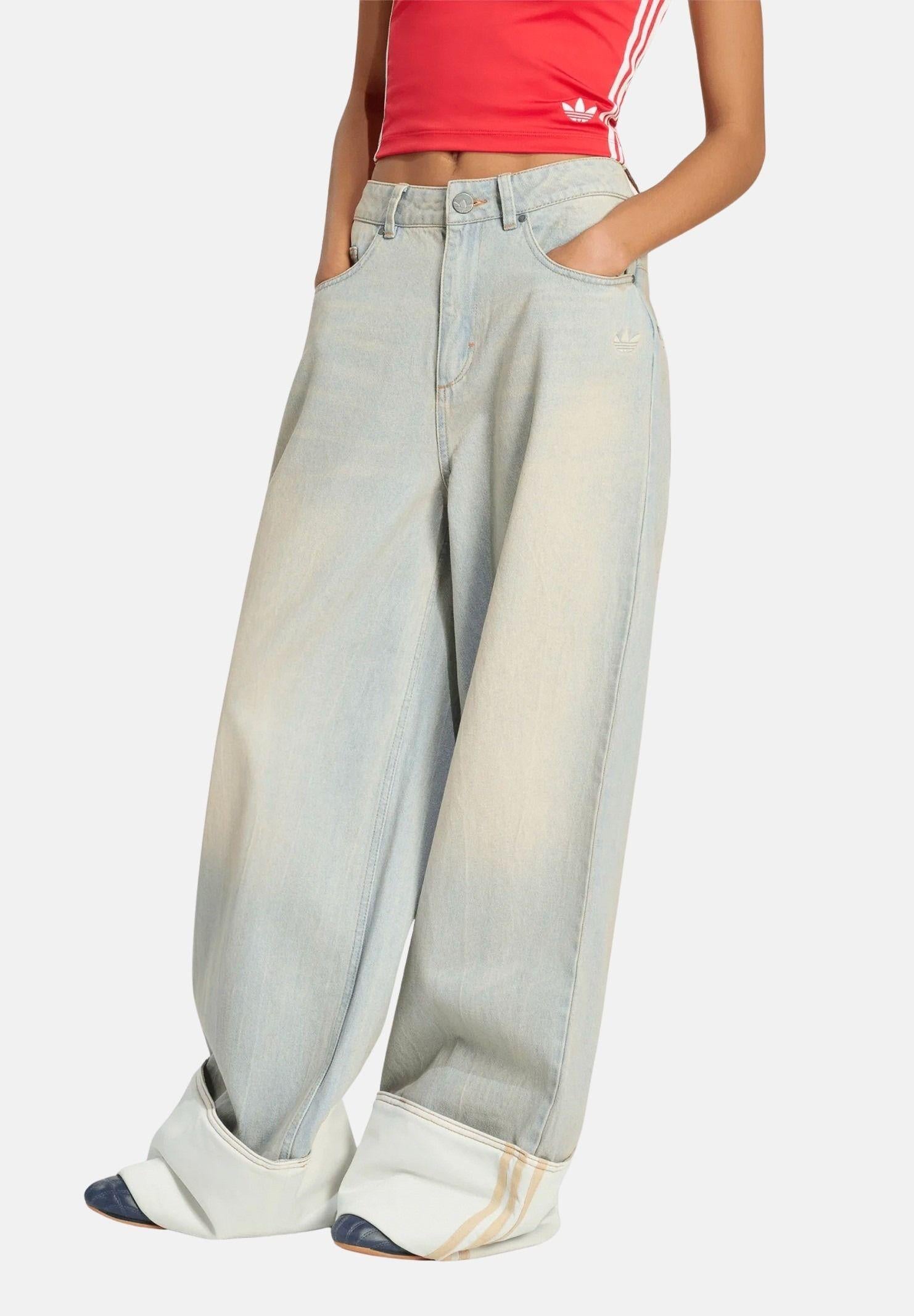 ADIDAS ORIGINALS  jeans Vintage Wide Leg Jeans Light Denimf azzurro chiaro e bianco da donna KW4517 . ADIDAS ORIGINALS 