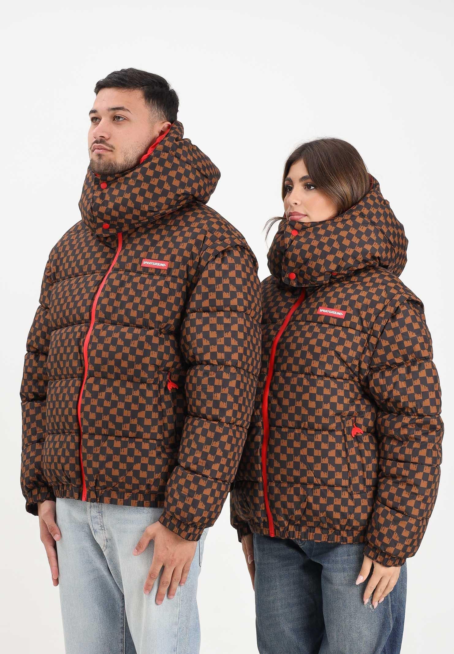 SPRAYGROUND Piumino Drip Check marrone per uomo e donna SP748BRW  SPRAYGROUND 