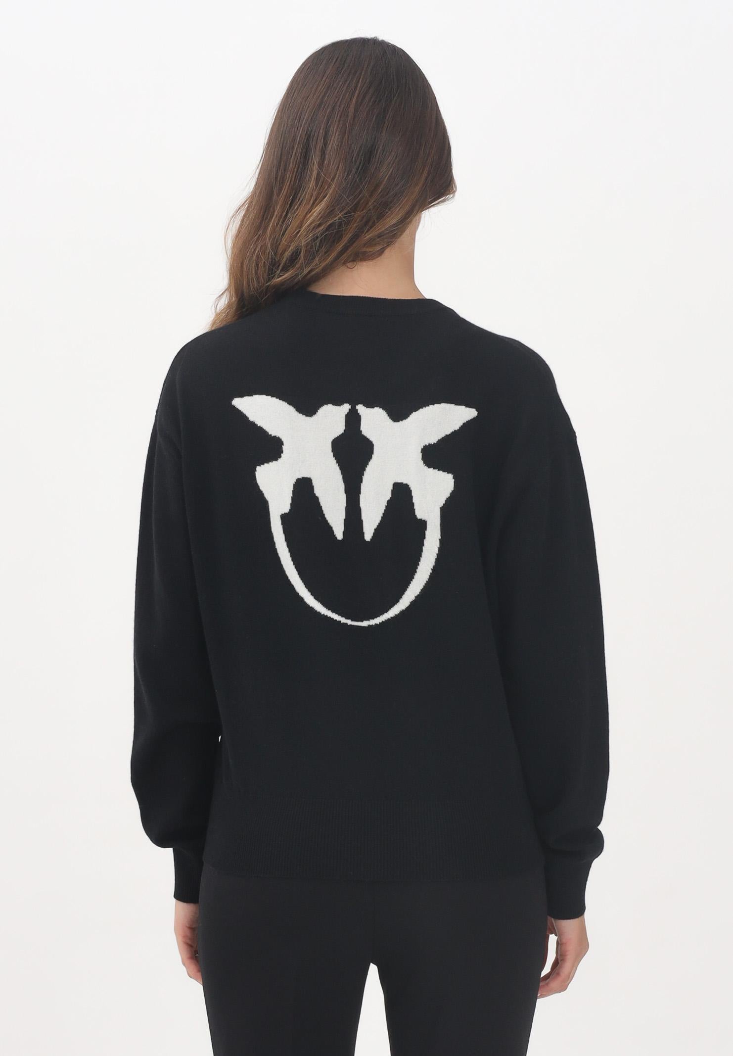 PINKO Maglioncino girocollo nero da donna con maxi logo 105561A2SI ZZ2 PINKO 