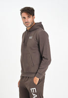 EA7 Felpa con cappuccio marrone da uomo caratterizzata da stampa logo 7M000570AF10377 U6063 EA7 