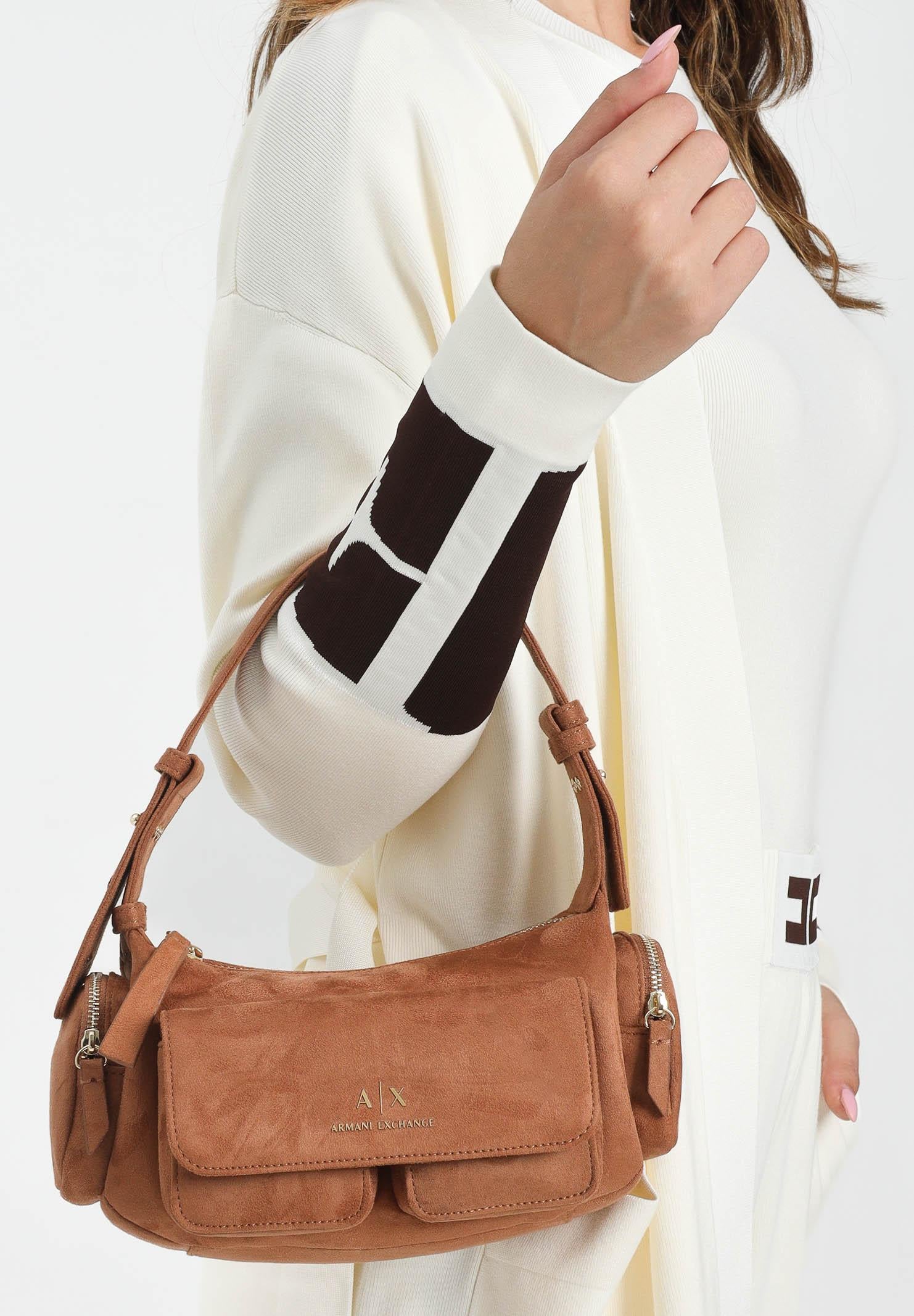 ARMANI EXCHANGE Borsa a spalla in suede cuoio da donna XW000405AF17158 U6048 ARMANI EXCHANGE 