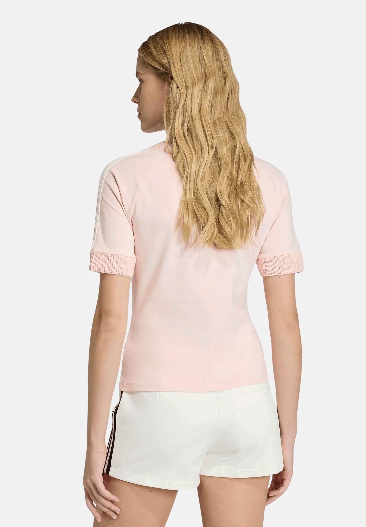 ADIDAS ORIGINALS T-shirt Cali Tee with Knitted Crochet Details Sandy Pink rosa donna. KD4317 . ADIDAS ORIGINALS 