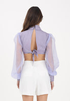 ELISABETTA FRANCHI Camicia crop lilla da donna con maniche dai volumi balloon CA14461E2 EV7 ELISABETTA FRANCHI 