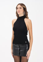 PATRIZIA PEPE Top smanicato in maglia nera da donna 8K0310K274 K103 PATRIZIA PEPE 