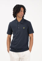 LYLE & SCOTT Polo a manica corta blu da uomo con patch logo golden eagle SP400VOG Z271 LYLE & SCOTT 
