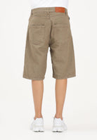 GCDS Shorts in denim beige per uomo e donna con logo C1MWQL223D087 320T GCDS 