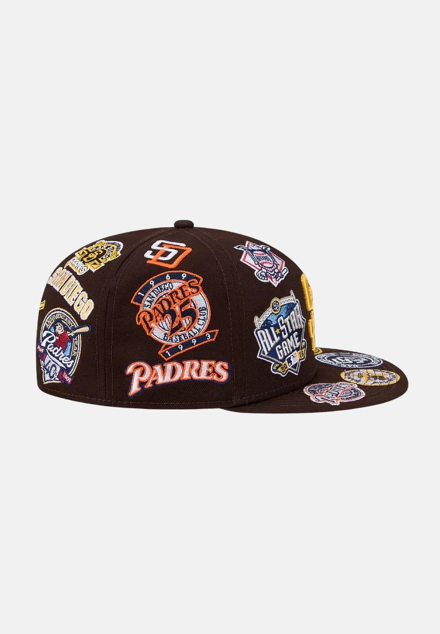 NEW ERA Cappello con visiera San Diego Padres All Over 59 FIFTY Fitted marrone per uomo e donna 60803401 . NEW ERA 