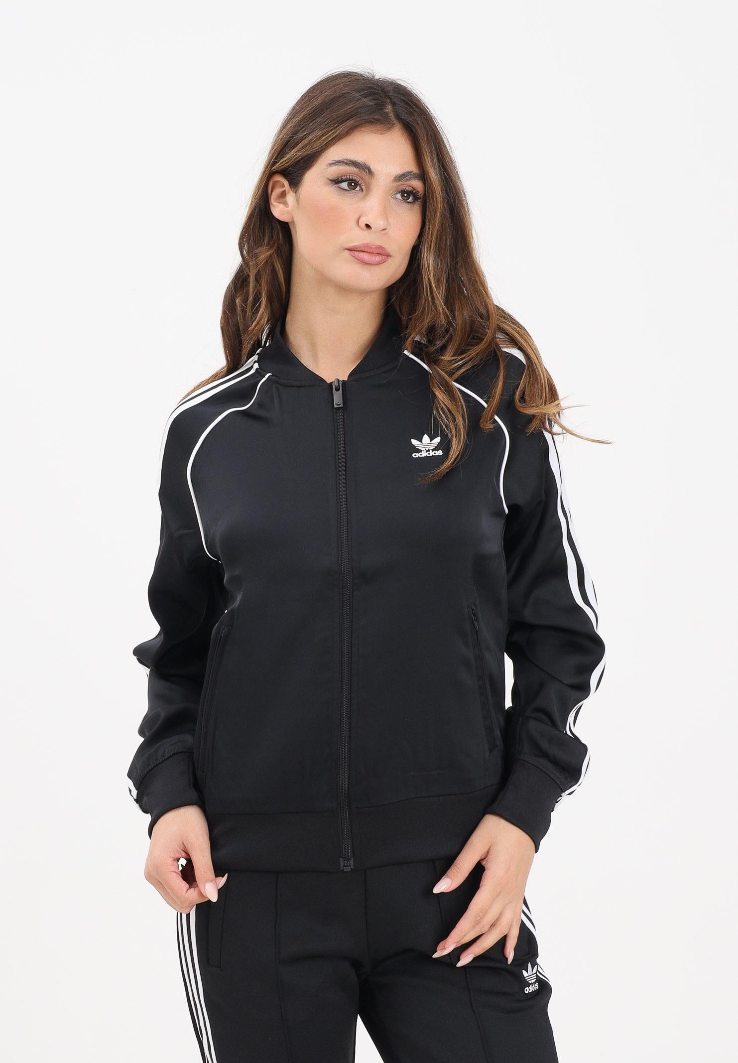 ADIDAS ORIGINALS Felpa con zip SST Adicolor Satin nera da donna JZ6733 . ADIDAS ORIGINALS 