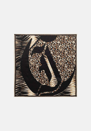JUST CAVALLI Foulard beige e nero da donna realizzato con stampa animalier 80RA2H01ZG321 R83 JUST CAVALLI 