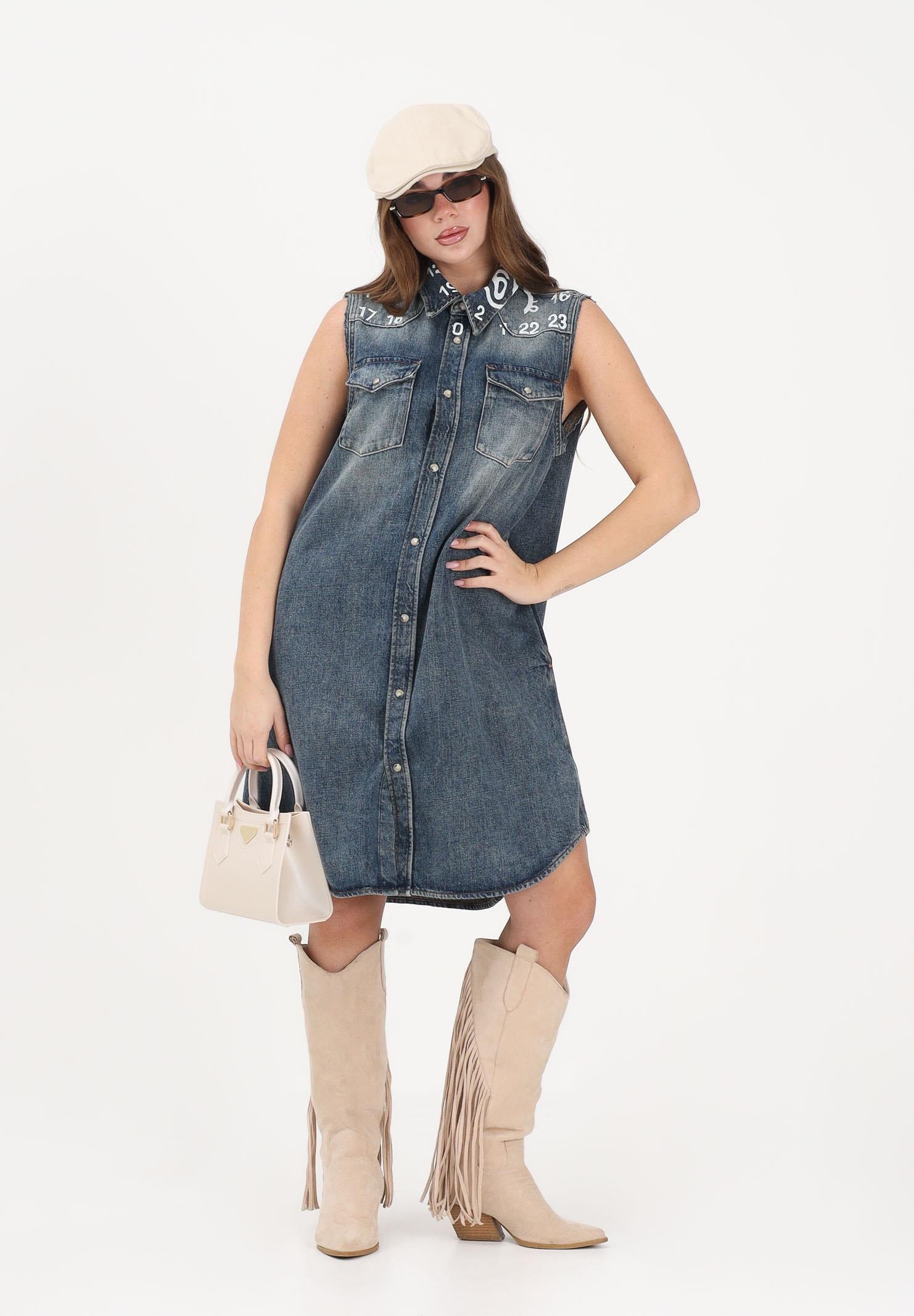 MAISON MARGIELA Abito in denim blu per donna, ragazze e bambine con stampa logo M60945MM06X M601 MAISON MARGIELA 