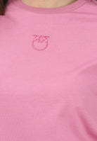 PINKO T-shirt a manica corta rosa da donna con ricamo logo Love Birds 100355A339 Q48 PINKO 