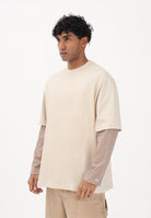 I'M BRIAN T-shirt a manica lunga panna da uomo con effetto layered TS3735 PA I'M BRIAN 