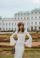 SANTAS Abito lungo LUMIÈRE panna da donna con manica svasata PV2601 PA SANTAS 