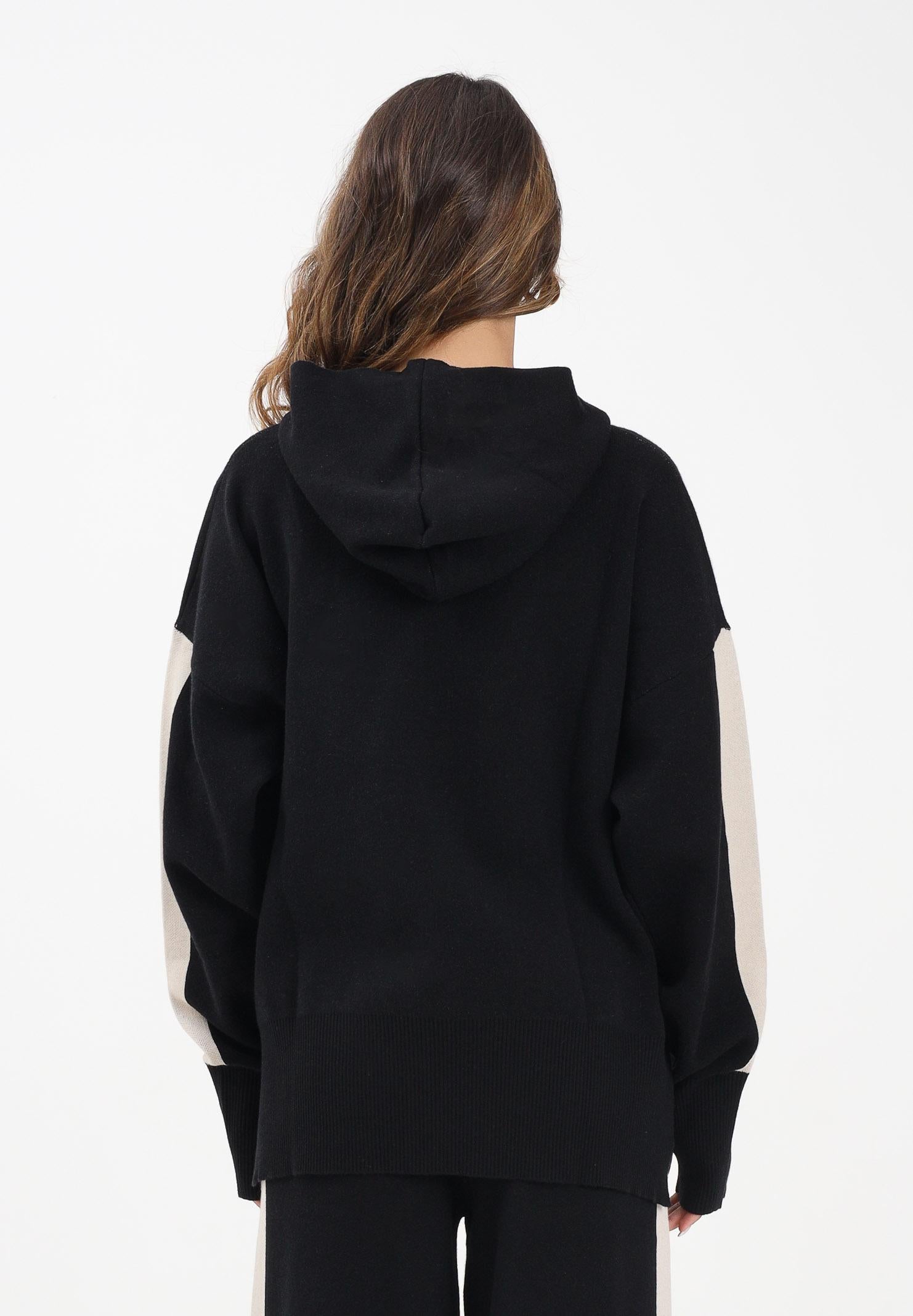 HINNOMINATE Maglia con cappuccio nera da donna con bande a contrasto e logo HMABW02124 NE01 HINNOMINATE 