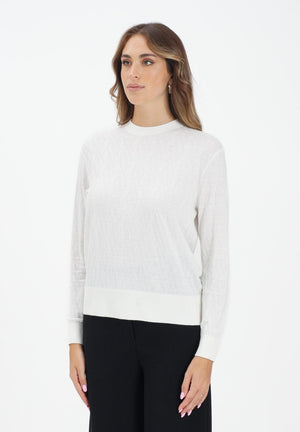 ARMANI EXCHANGE Maglionciono girocollo bianco da donna con logo all-over XW001317AF16619 F0060 ARMANI EXCHANGE 