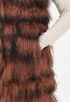 MEHRAN Vera pelliccia lunga da donna con effetto a righe sfumate nei toni del marrone e del nero 25150BRWBLK BRWBLK MEHRAN 