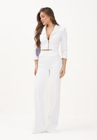 ELISABETTA FRANCHI Pantalone elegante avorio da donna con logo ricamato<BR/> PA17161E2 360 ELISABETTA FRANCHI 