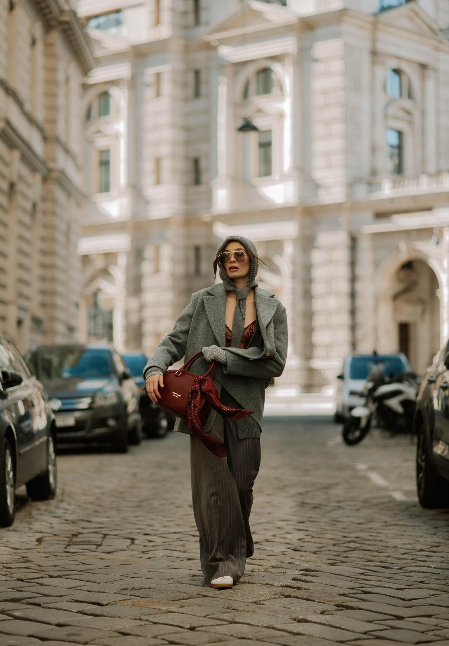 SANTAS Pantalone elegante POUVOIR grigio da donna con micro gessatura PV2626 GR SANTAS 