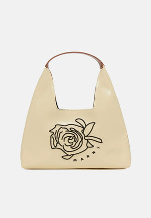 MARNI Borsa a mano Diamond beige e cuoio da donna con motivo floreale ricamato M01837M00TK 0M105 MARNI 