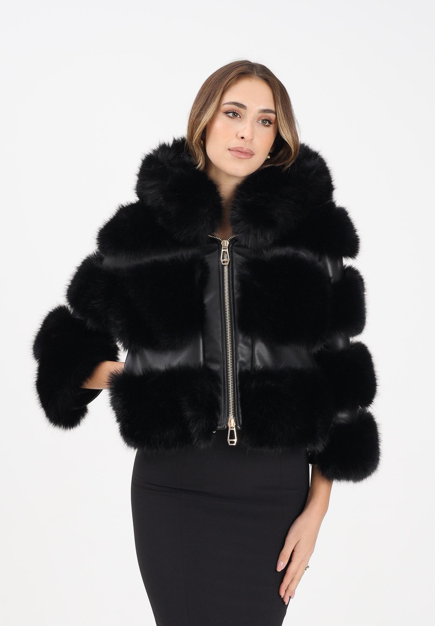 YES LONDON Pelliccia nera da donna ECO031 NE YES LONDON 