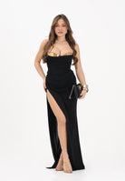 ELISABETTA FRANCHI Abito lungo nero da donna con coppe in metallo ABR3562E2 110 ELISABETTA FRANCHI 