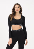 TOMMY JEANS Top a manica lunga nera da donna con fascia logata DW0DW22538 BDS TOMMY JEANS 