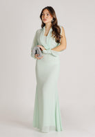 PATRIZIA PEPE Abito lungo verde menta da donna con scollo a V e maniche con cut-out 2A3059AD08 G632 PATRIZIA PEPE 