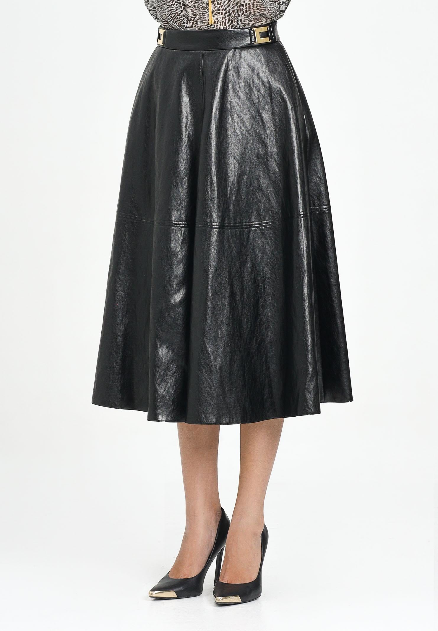 ELISABETTA FRANCHI Women's black midi skirt with logo ELISABETTA FRANCHI Women's black midi skirt with logo