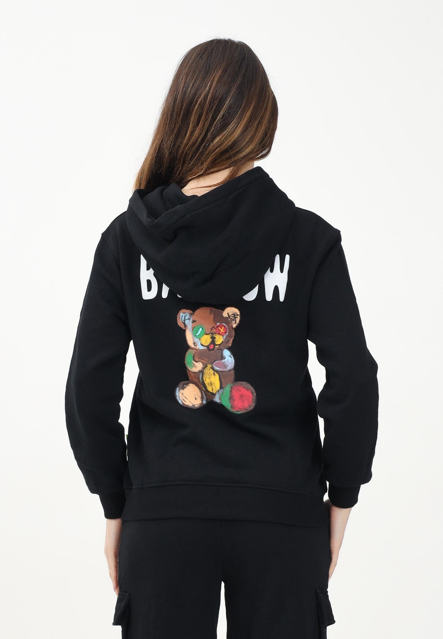 BARROW Felpa con cappuccio nera per donna, ragazzi e bambini caratterizzata da varie stampe S5BKJUHS019 110 BARROW 