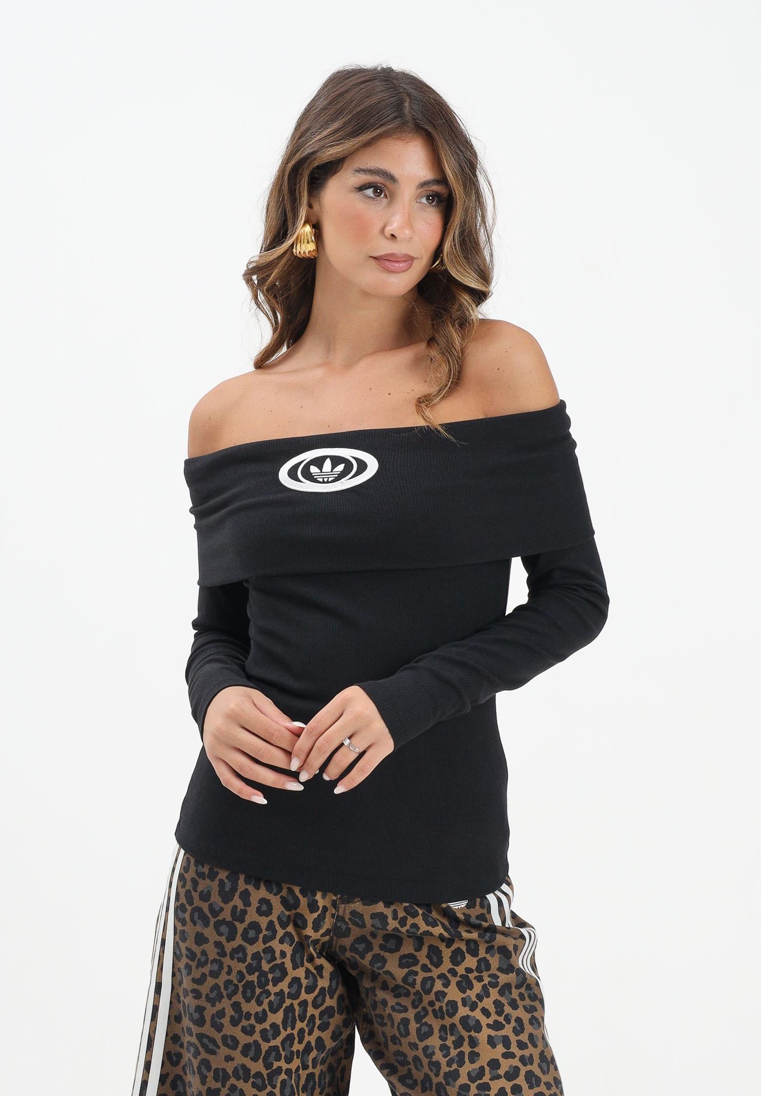 ADIDAS ORIGINALS Maglia Adidas Originals Off Shoulder nera da donna KA2690 . ADIDAS ORIGINALS 